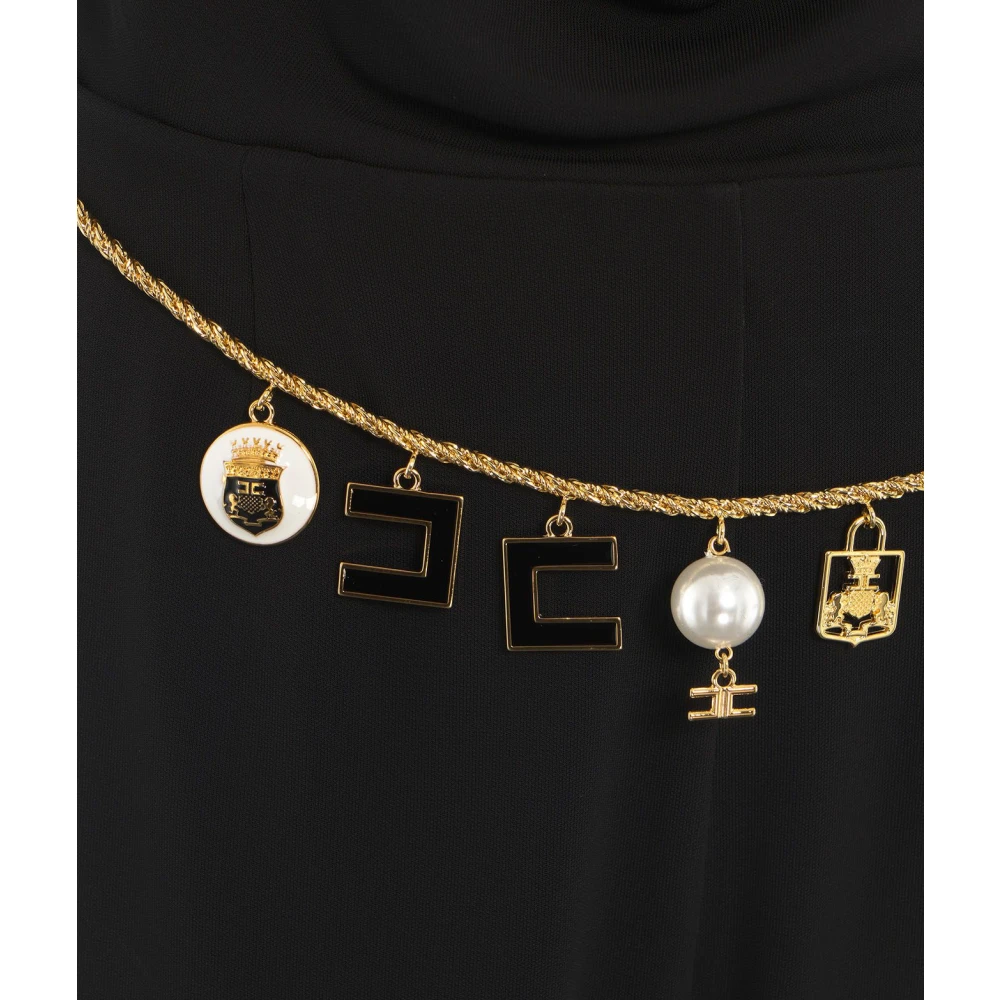 Elisabetta Franchi Zwart Crêpe Jersey Jumpsuit Overall Black Dames