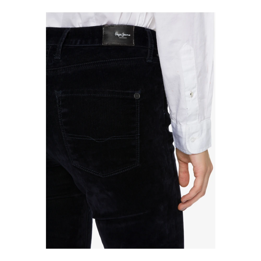 Pepe Jeans Blauwe Fluwelen Slim Fit Broek Blue Dames