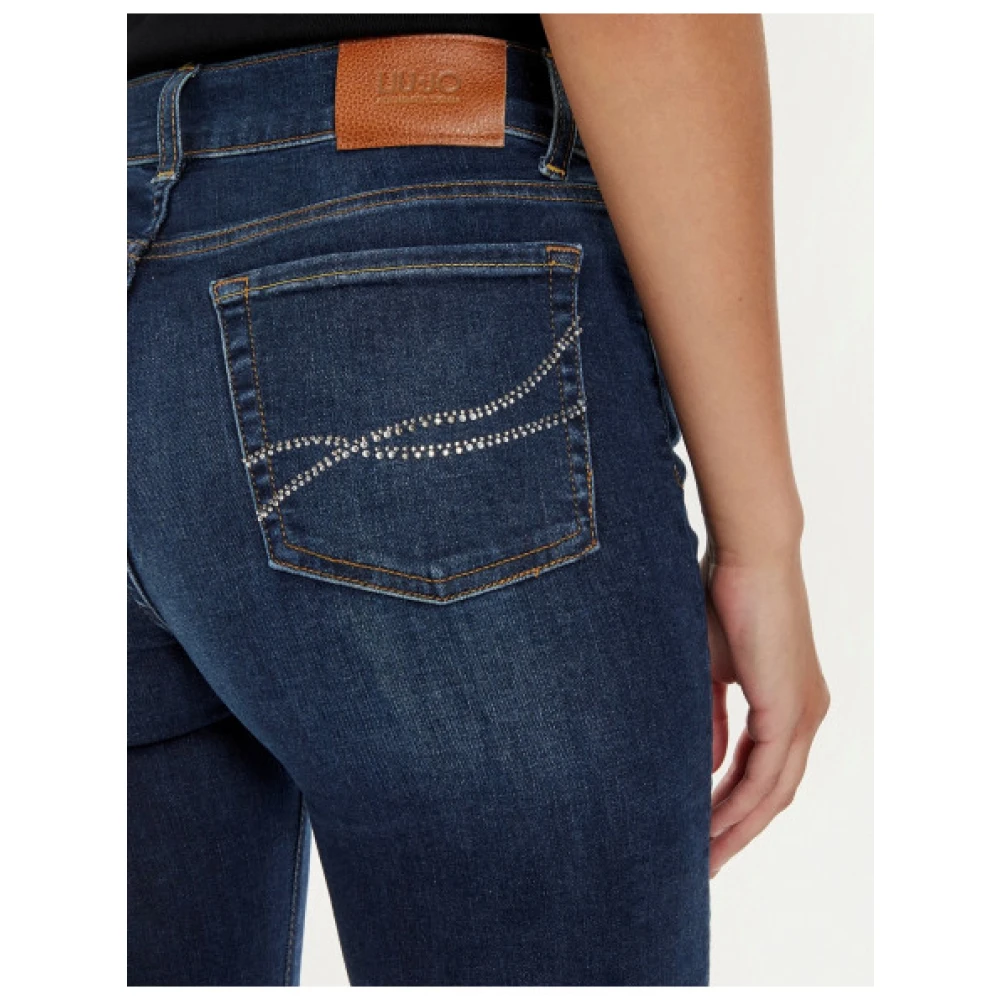 Liu Jo Flared high waist jeans met strass Blue Dames