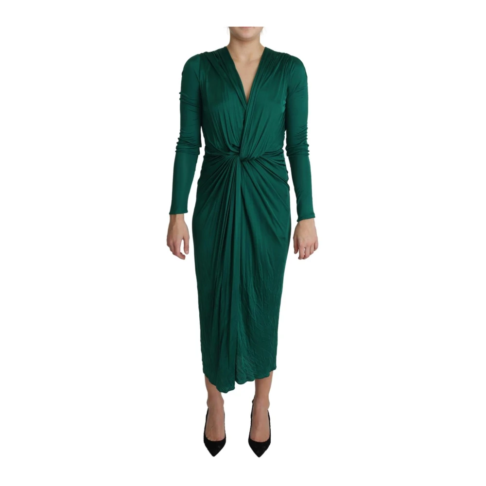 Dolce & Gabbana Women's Green Emerald Draped Midi Dress