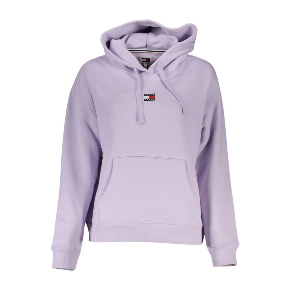 Tommy Hilfiger Geborsteld katoenen hoodie met logo Purple Dames