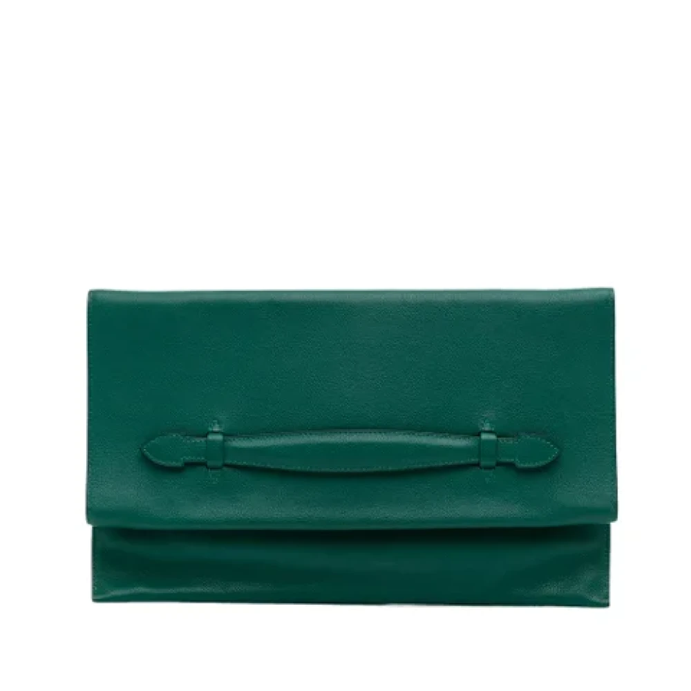 Hermès Vintage Pre-owned Leather clutches Green Dames