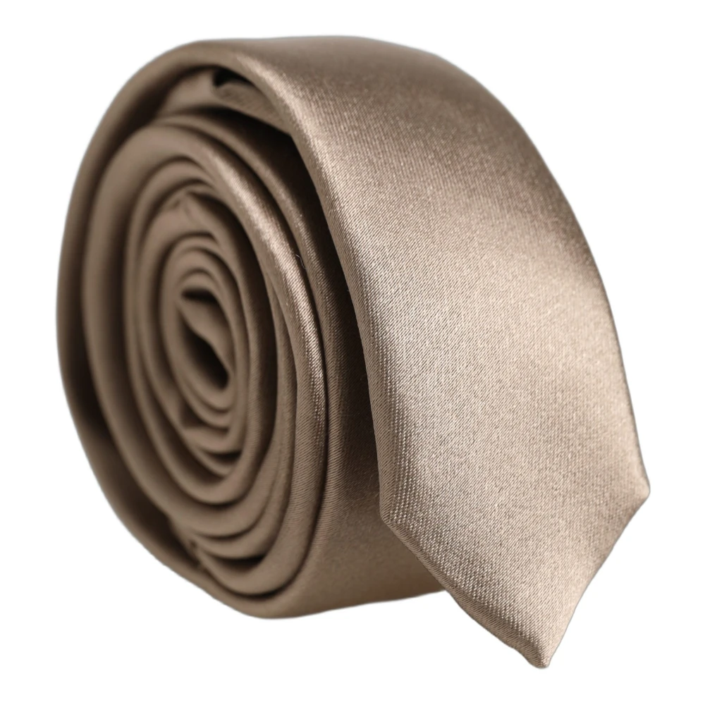Dolce & Gabbana Brown Satin 100% Silk Adjustable Tied Men Necktie Tie - Image 2
