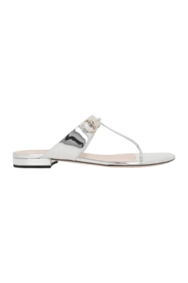 Silver-tone Horsebit Flap Sandaler