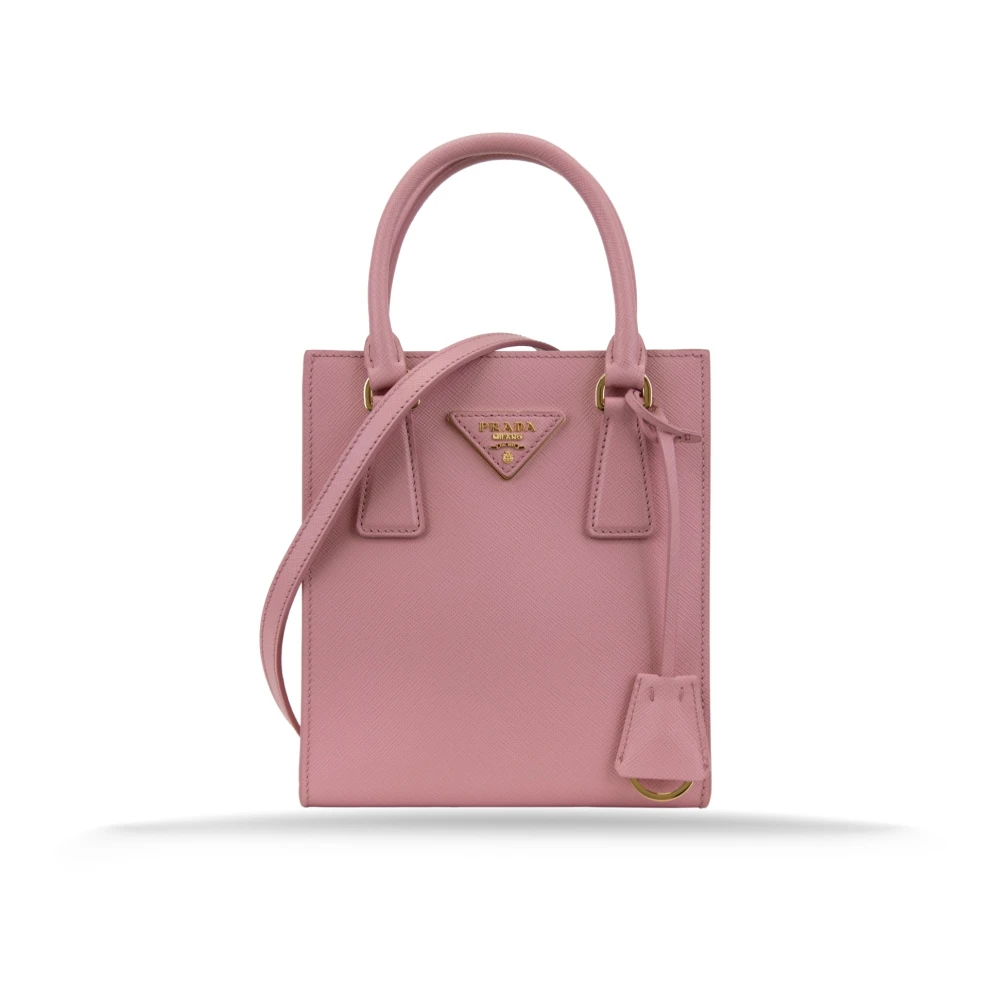Prada Dames Saffiano Leren Schoudertas Pink Dames