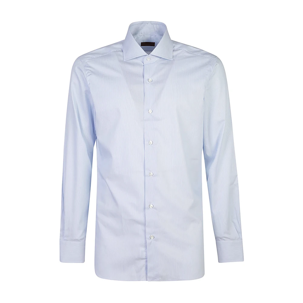 Barba Heldere Blauwe Katoenen Overhemd Lange Mouw Blue Heren