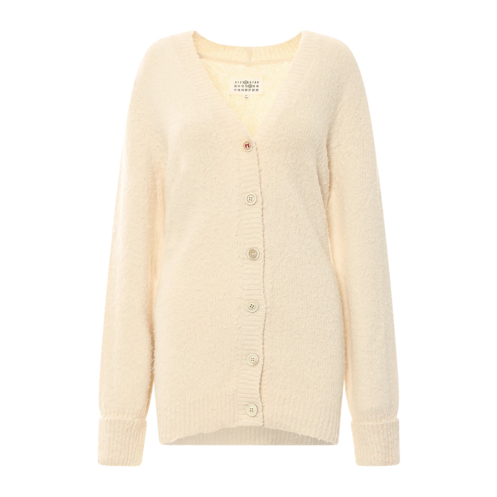 Maison Margiela Women's White Jumper With Embroidered Monogram Medium
