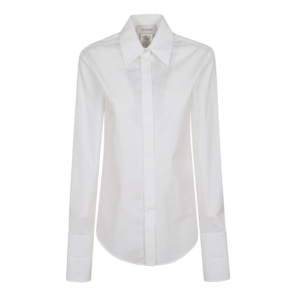 Max Mara Katoenen Poplin Overhemd met Bedekte Knoopsluiting White Dames