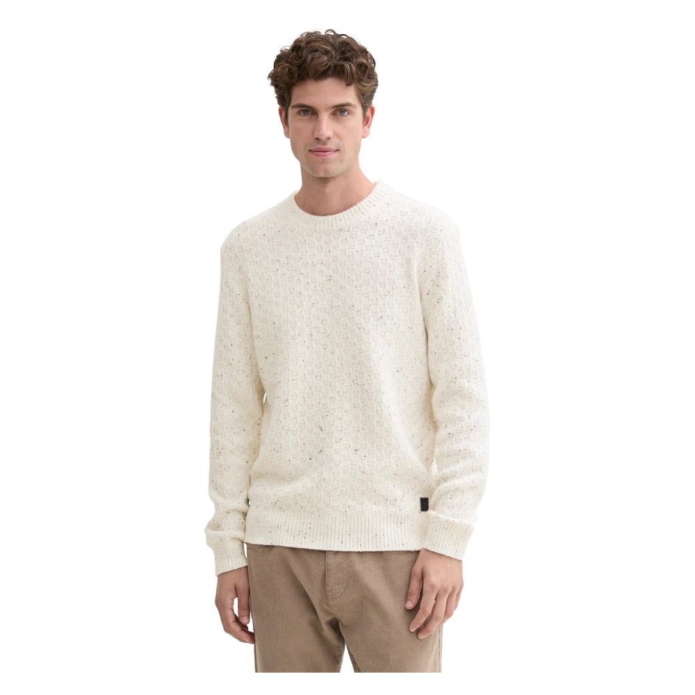 Tom Tailor Gebreide trui met logobadge Beige Heren