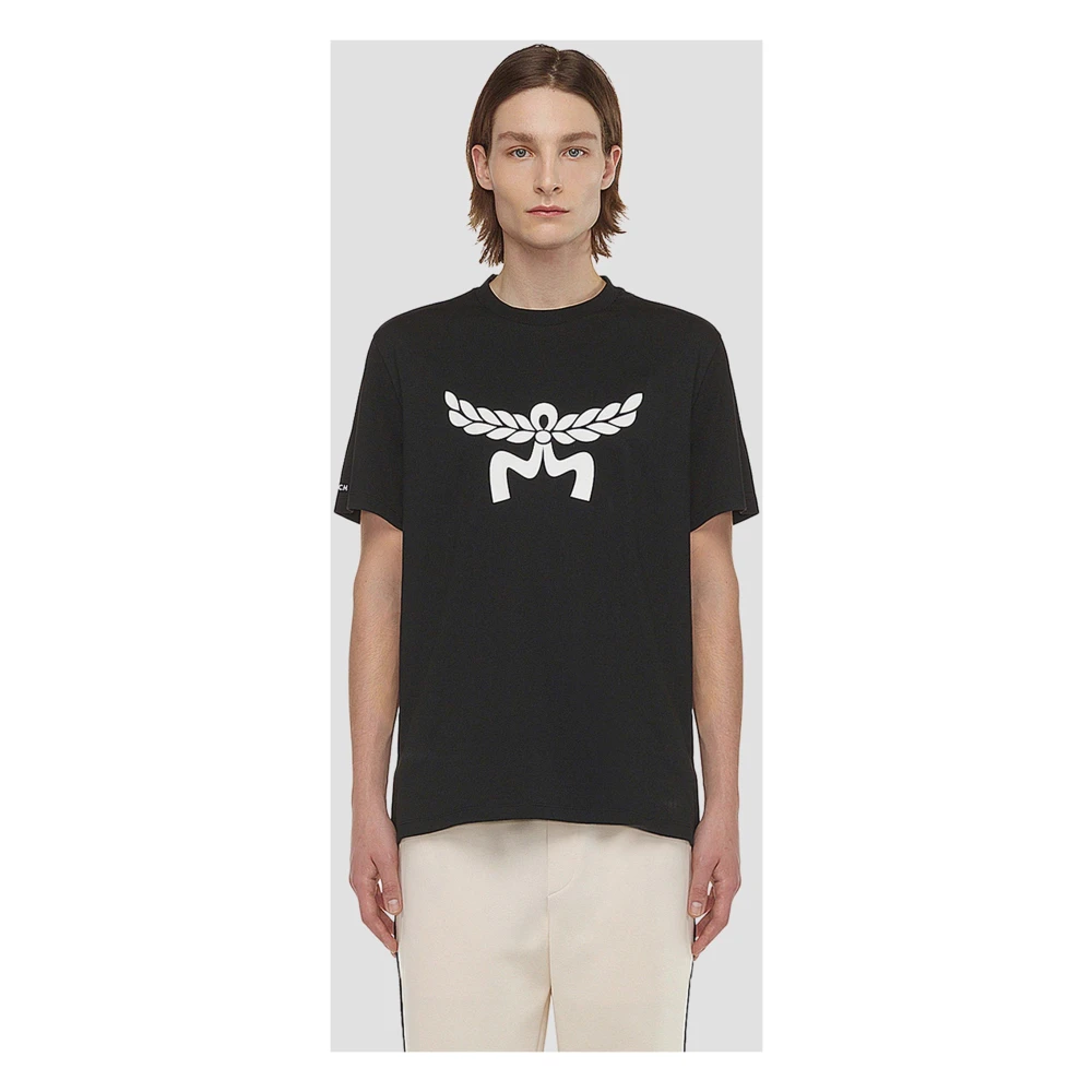 MCM T-shirt met Laurel-logo gemaakt van biologisch katoen Black Unisex