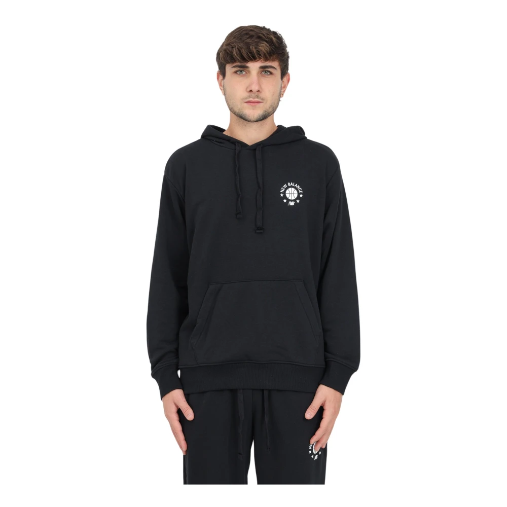 New Balance Zwarte hoodie met NB Hoop logo Black Heren