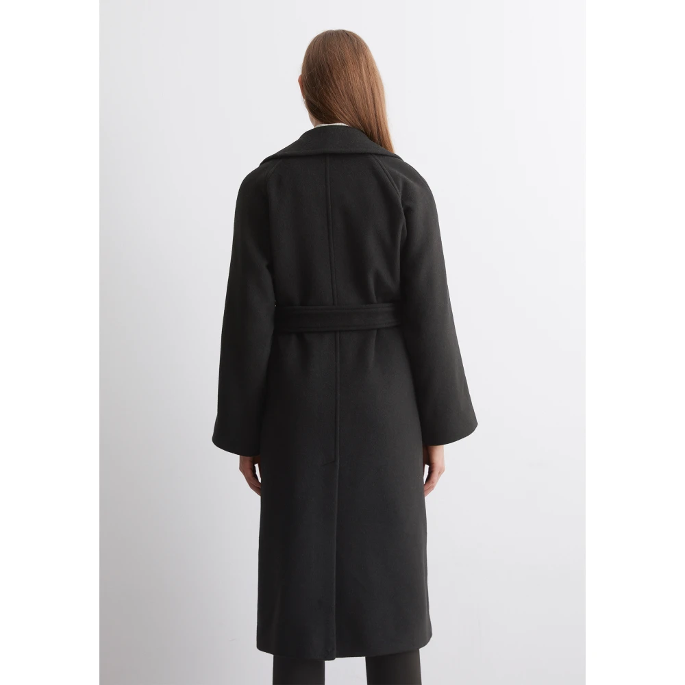 Marc O'Polo Relaxte double-breasted wollen jas Black Dames