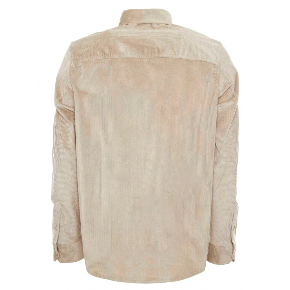 drykorn Ribfluwelen Overhemd met Button-Down Kraag Beige Heren