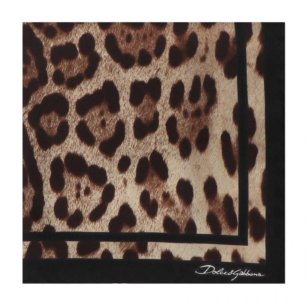 Dolce & Gabbana Zijden sjaal met luipaardprint en logo Brown Dames