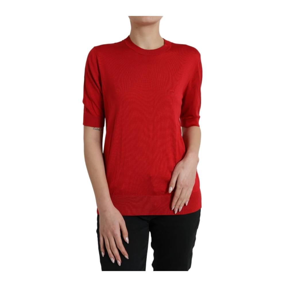 Dolce & Gabbana Vrouw Rood Truien & Vesten Dames, L, Top Met Ronde Hals