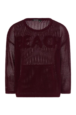 Mesh Cotton Sweater with Kangaroo Pocket