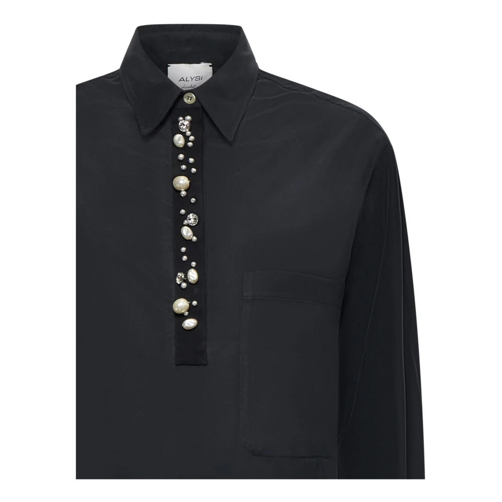 Alysi Zwarte Shirts voor Vrouwen Black Dames