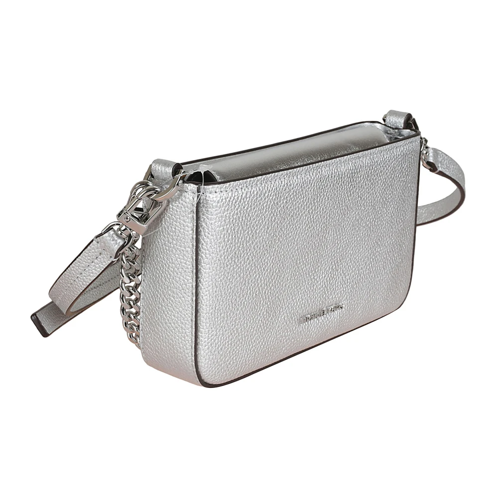 Michael Kors Zilveren Gehamerd Leren Crossbody Tas Gray Dames