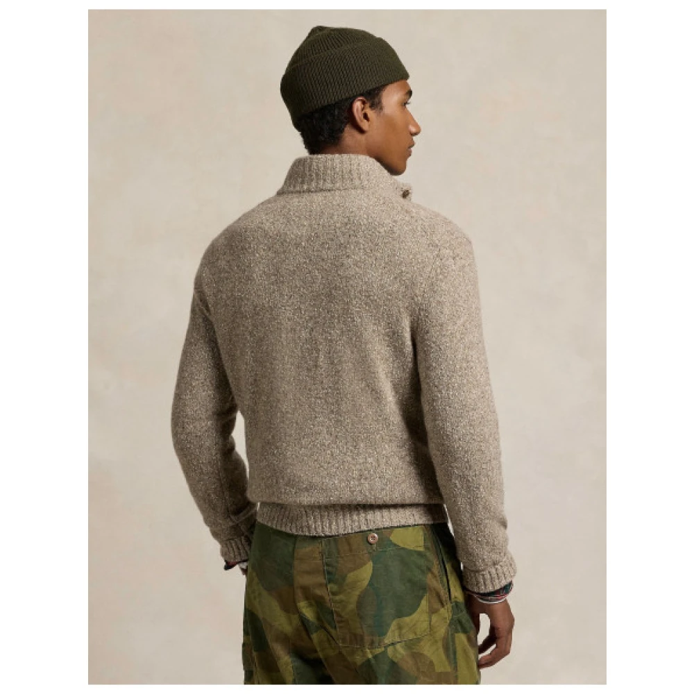 Polo Ralph Lauren Wollen Blend Knopen Coltrui Beige Heren