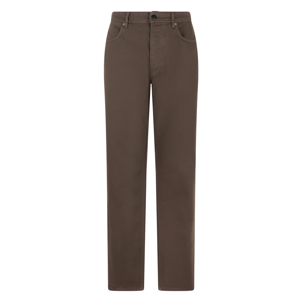 Stone Island Brown Straight Leg Trousers In Cotton Twill - Male - Straight Trousers - W34 - Trousers