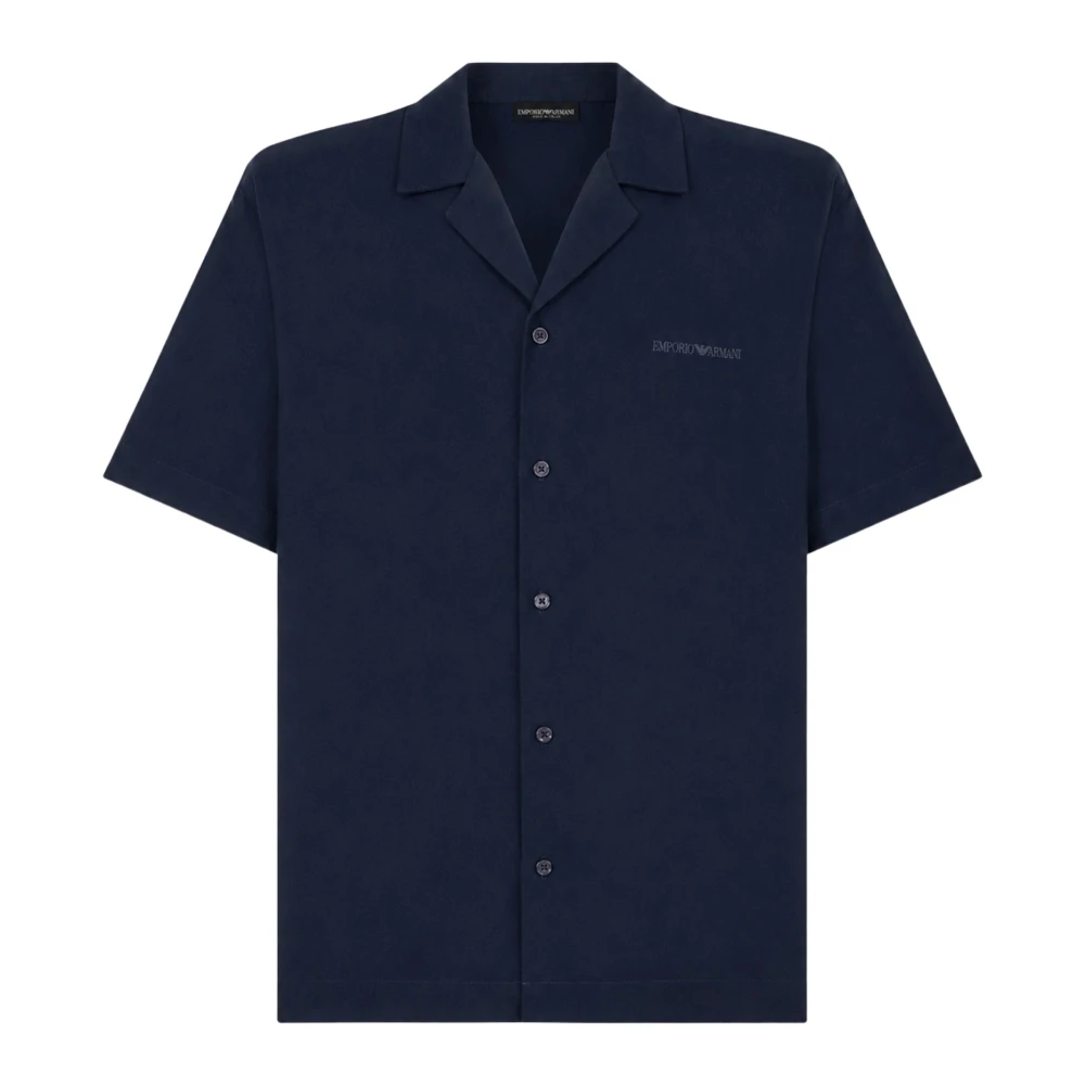 Emporio Armani Shirt Beachwear - Male - Short Sleeve Shirts - Blue - L - Shirts