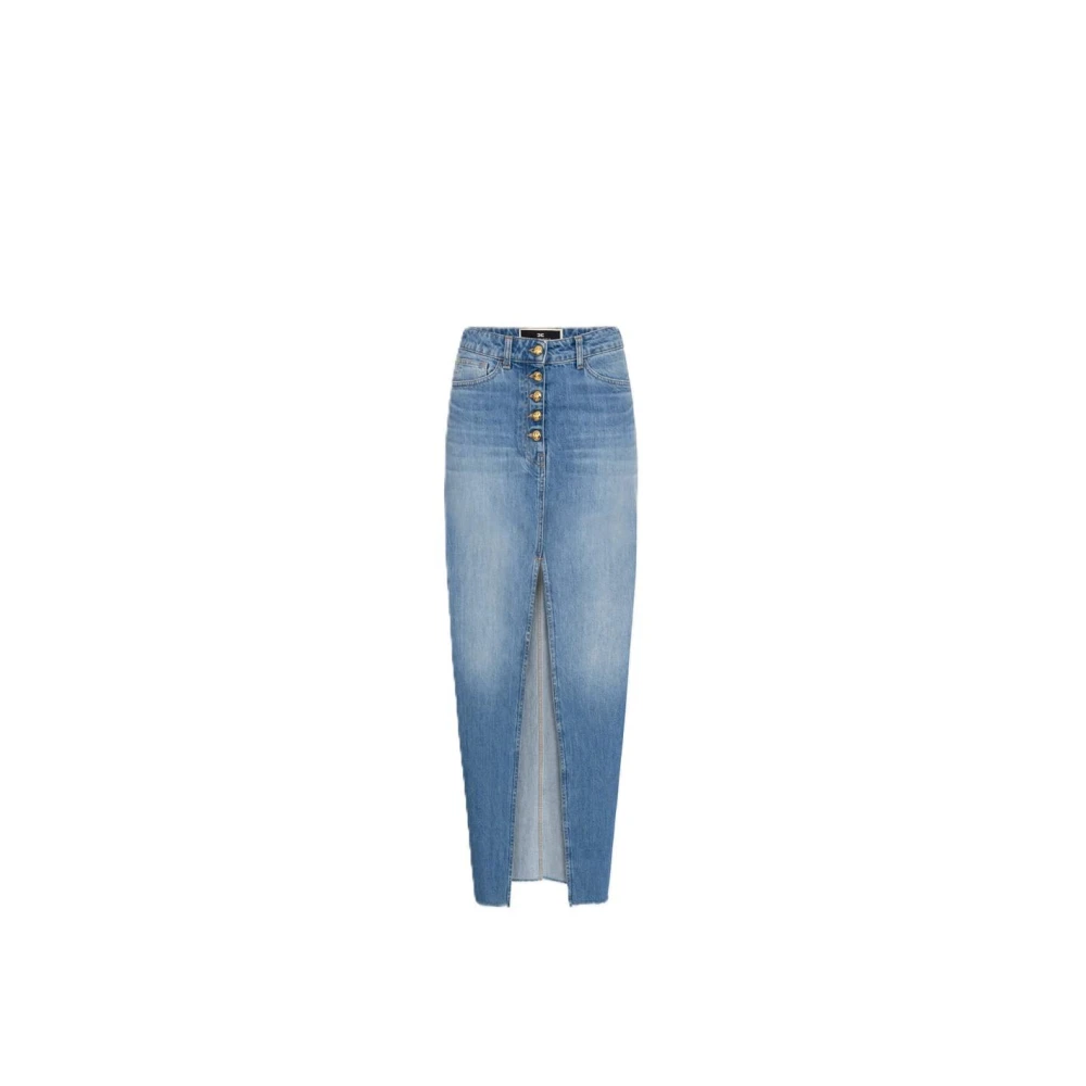 Elisabetta Franchi Katoenen Mini Jurk Blue Dames