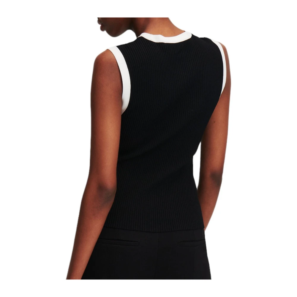 Karl Lagerfeld Top gebreide hemdje 08k245w2007 Black Dames