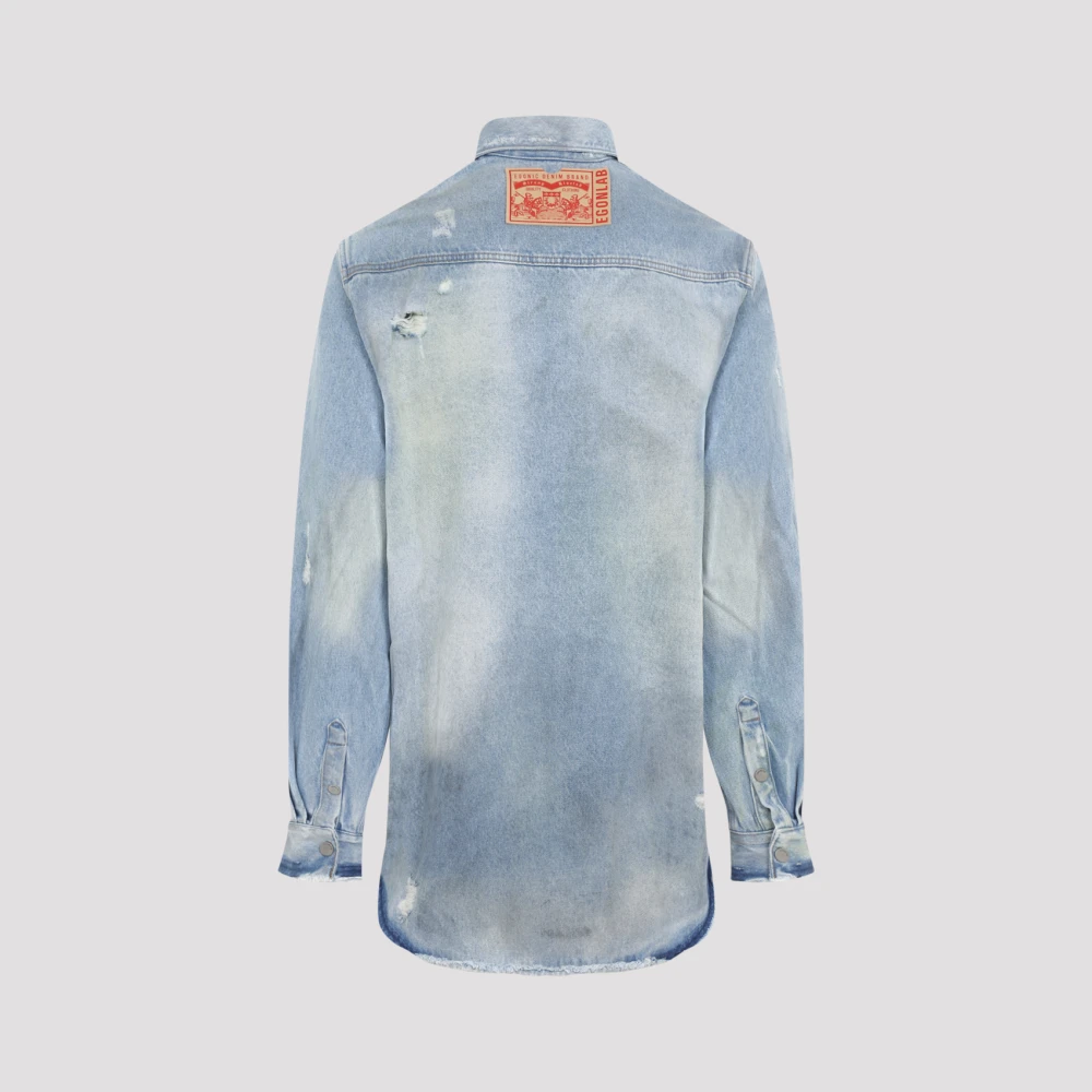 EgonLab Blauwe Denim Overshirt Stijlvolle Mode Blue Heren