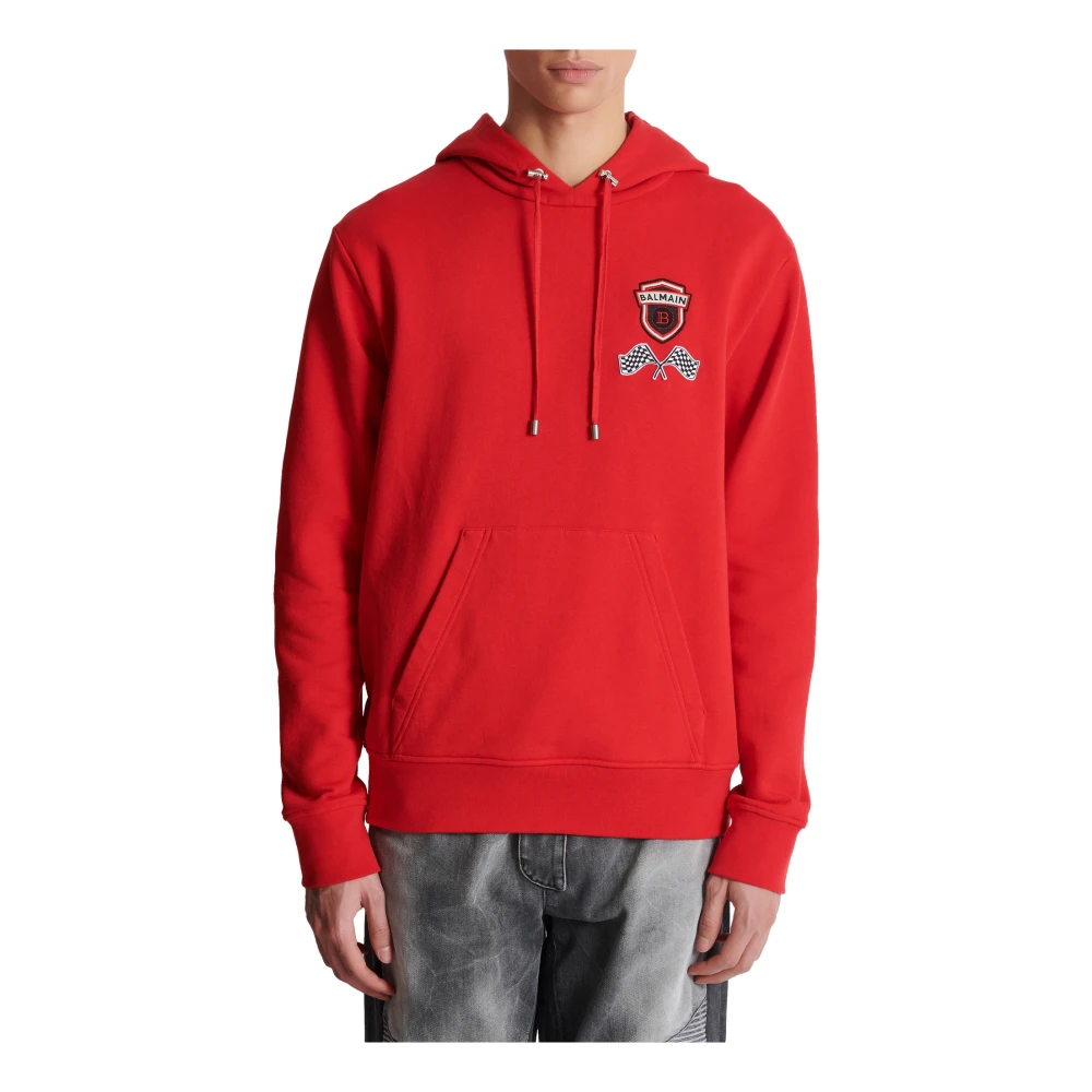 Balmain Racing hoodie Red Heren