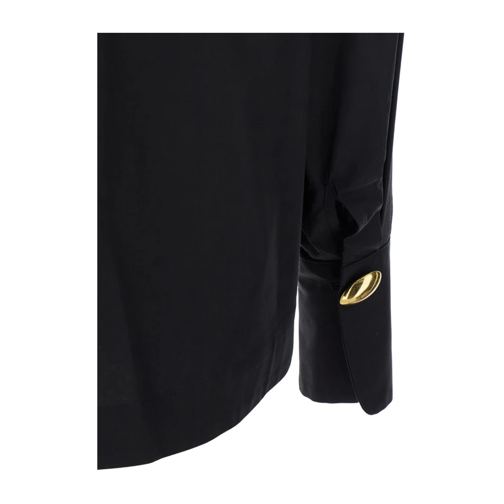 Federica Tosi Zwarte blouse met puntkraag Black Dames