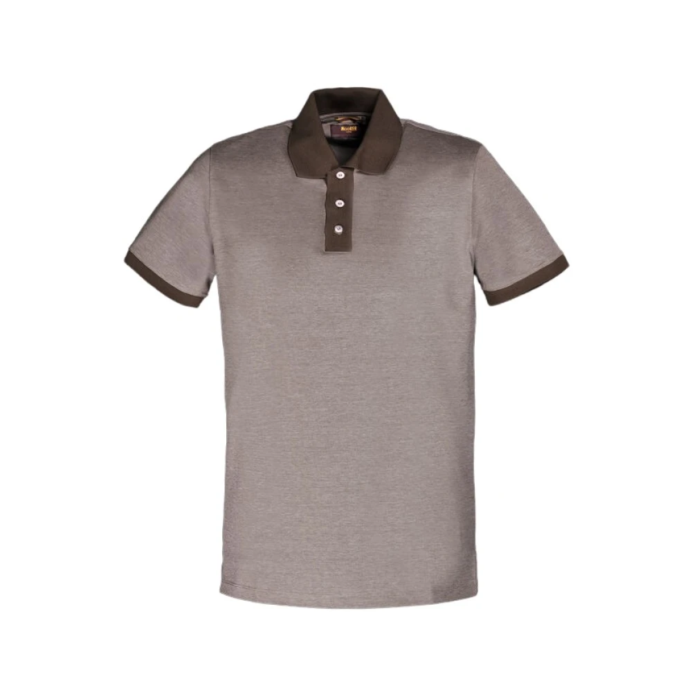 Moorer Luxe Pique Oxford Polo Shirt Brown Heren
