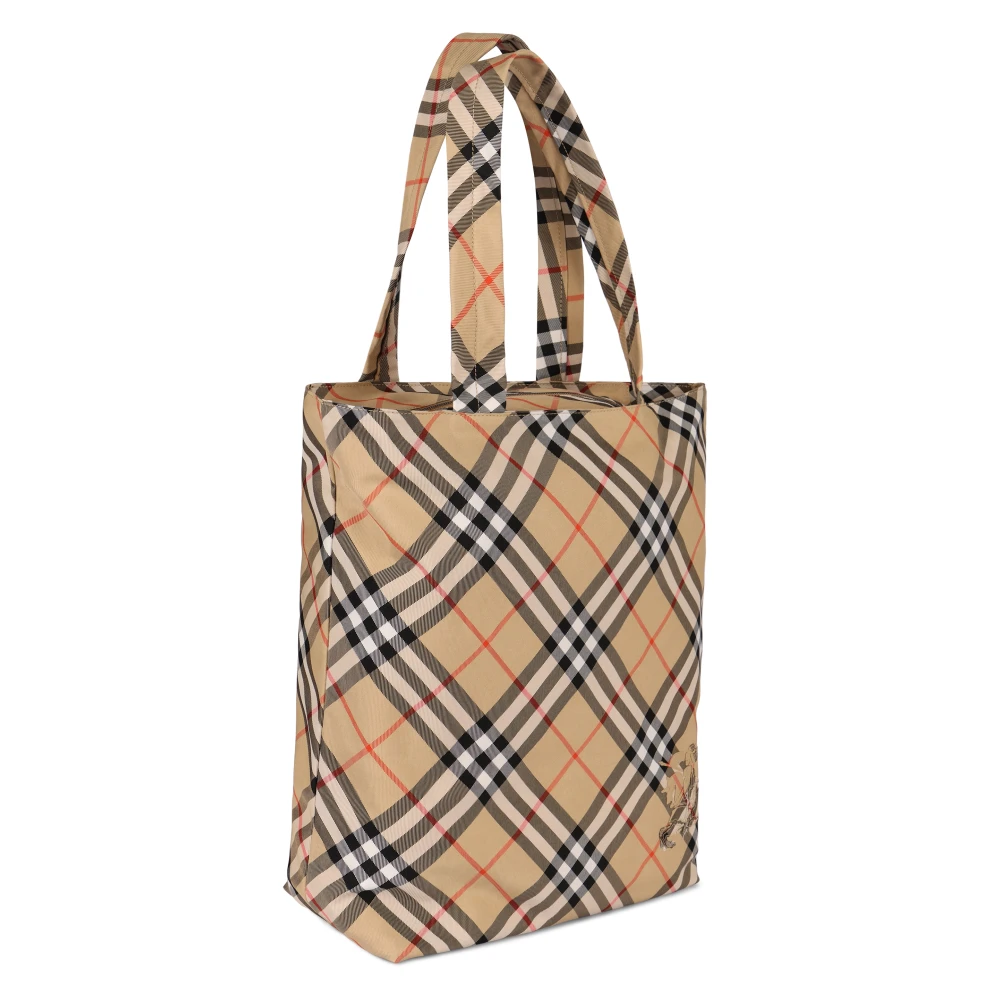 Burberry Geruite Stoffen Tote Tas met Rits Beige Heren