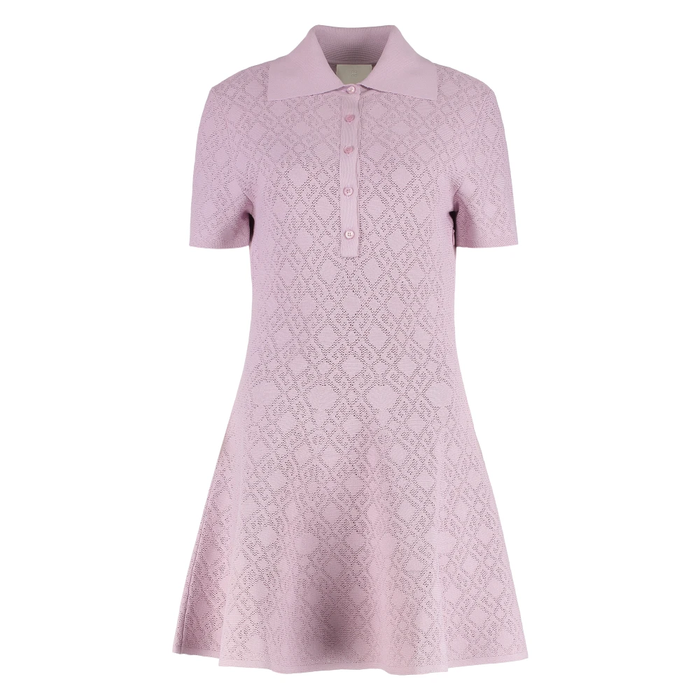 Givenchy Uitlopende Jacquard Gebreide Mini-Jurk Pink Dames