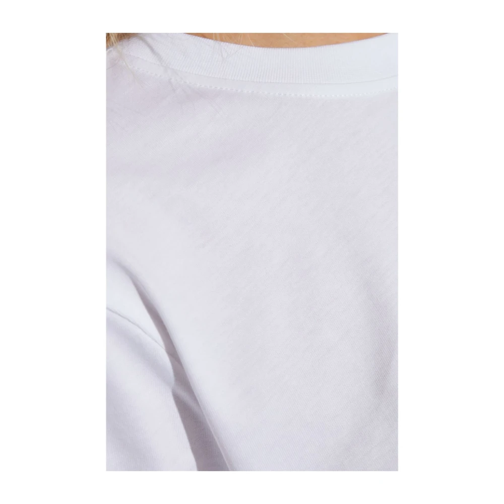 Victoria Beckham Wit Slogan Print Crew Neck T-shirt White Dames