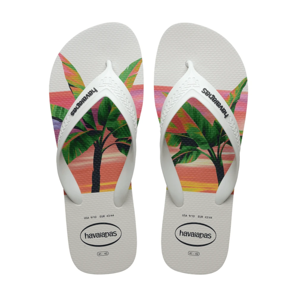 Havaianas Platte schoenen met bedrukt logo en open teen White Heren