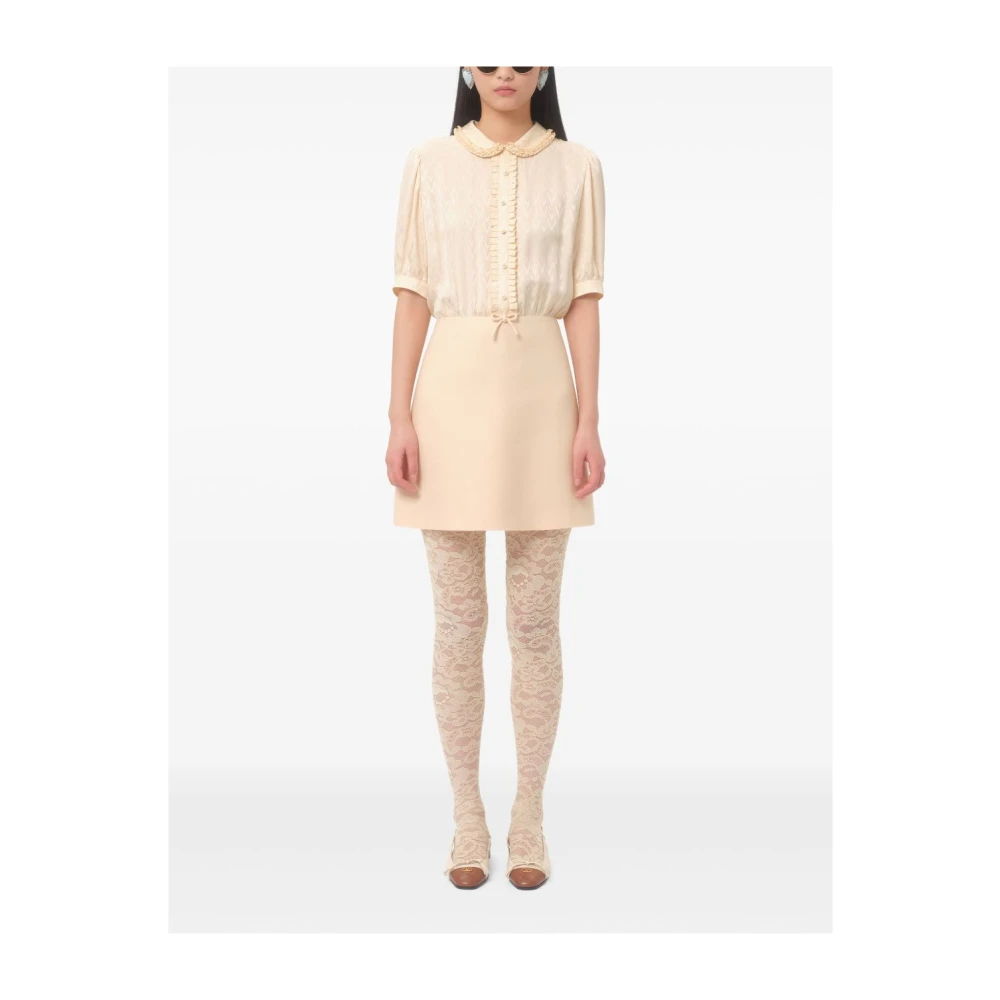 Valentino Garavani Mini Jurk met Ruches Beige Dames