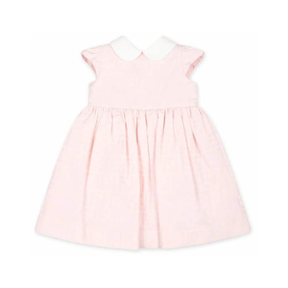 Fendi Bomull Jacquard Baby Klänning Rosa Pink, Flicka