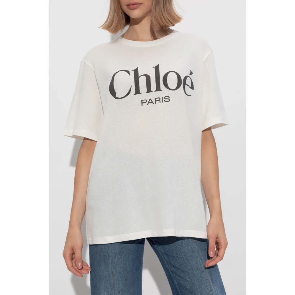 Chloé Bedrukt T-shirt Beige Dames