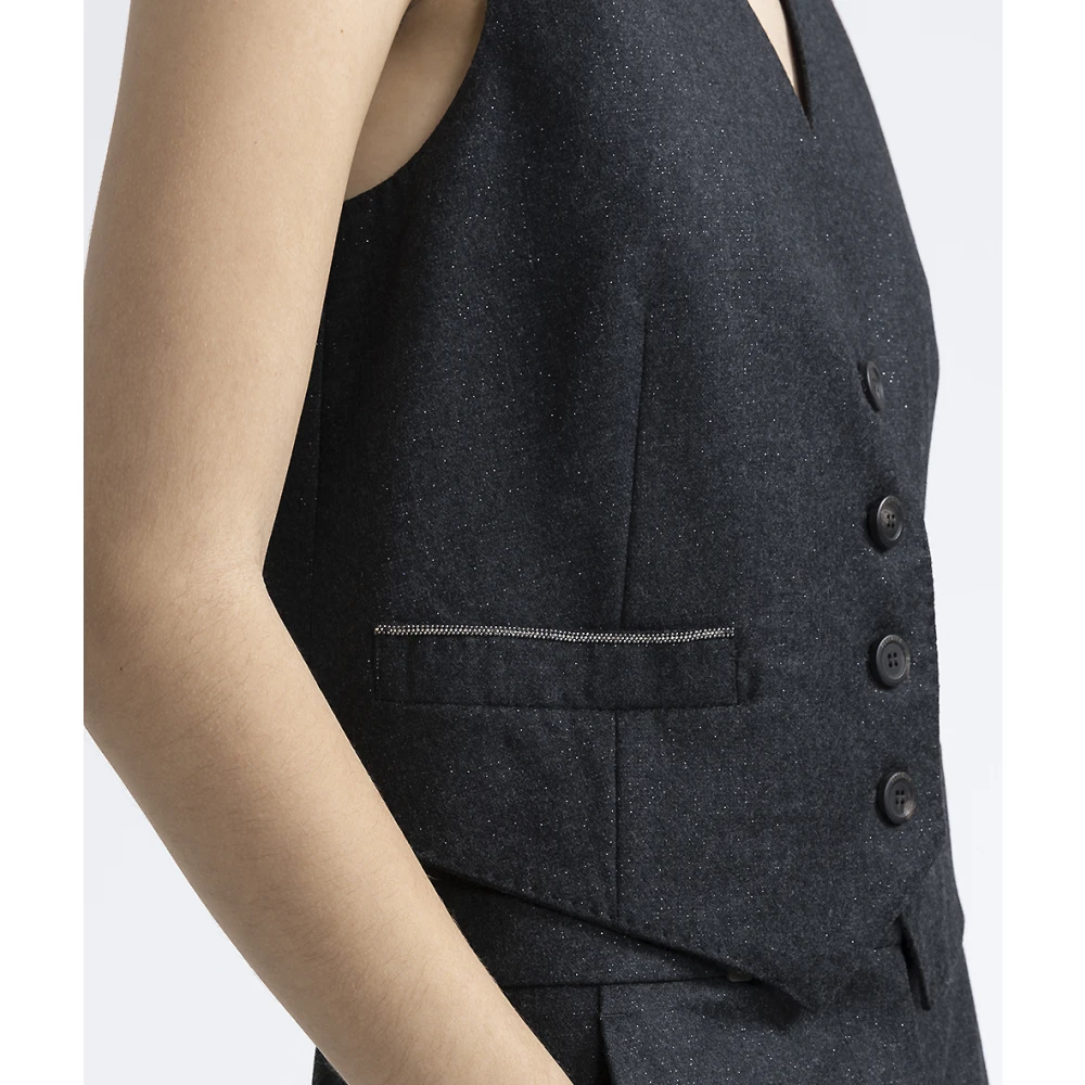 PESERICO Lurex wol flanellen gilet Gray Dames