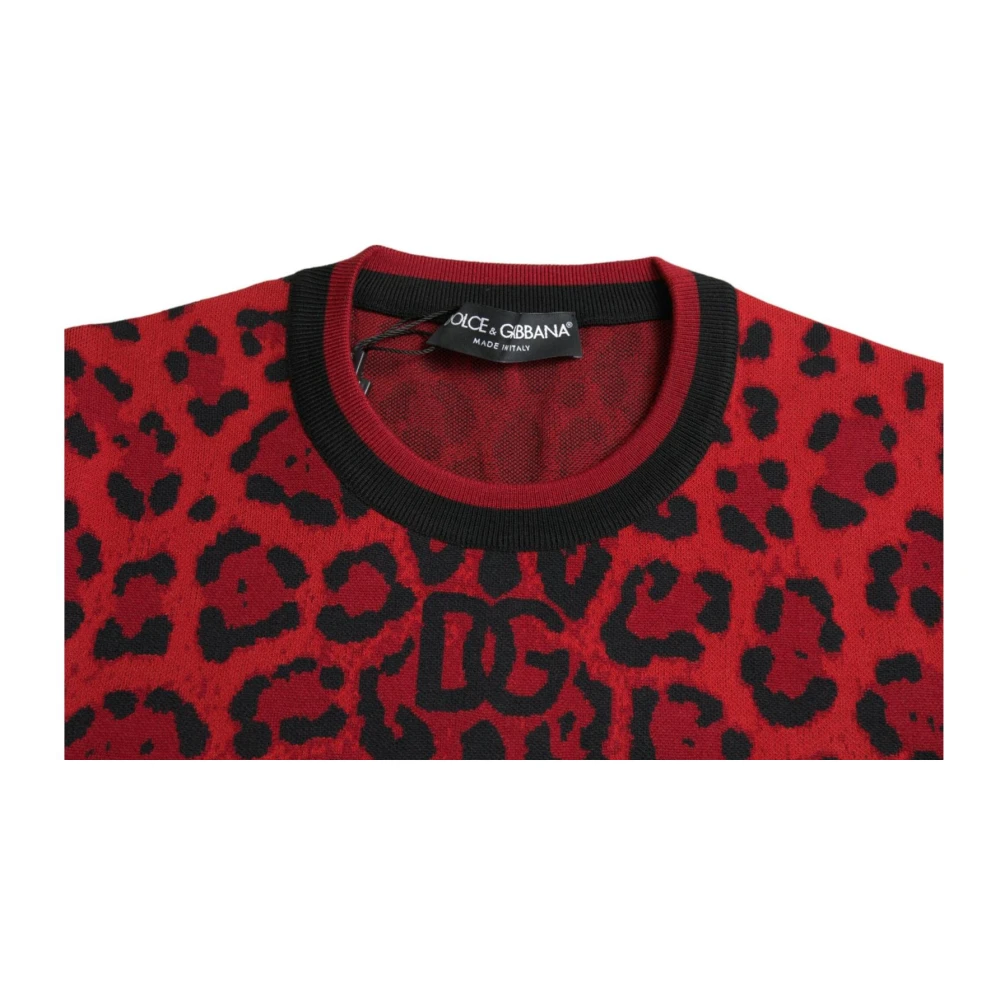 Dolce & Gabbana Leopard Crew Neck Pullover Sweater Multicolor Heren