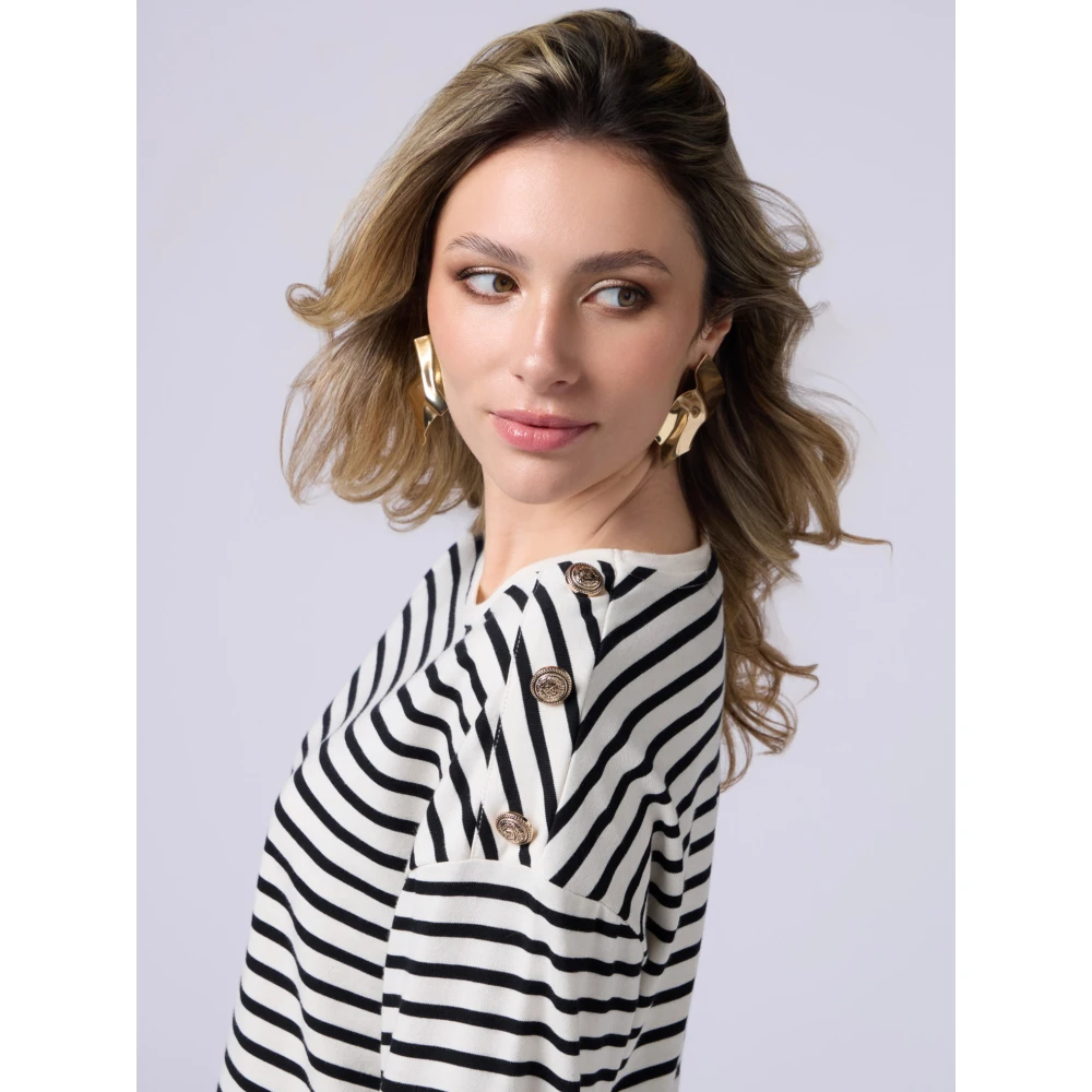 Oltre Lange mouwen T-shirt gemaakt van dik katoen White Dames