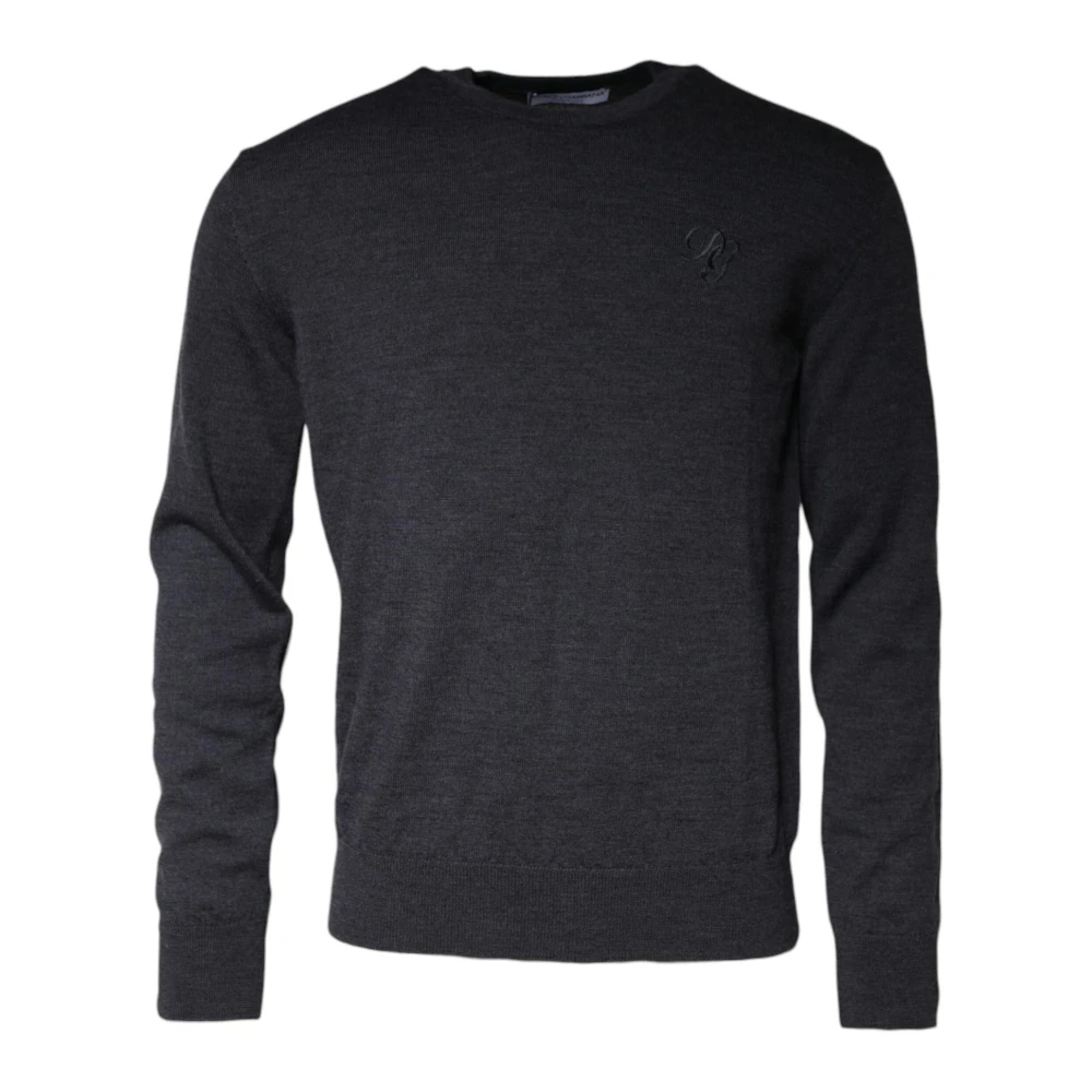 Dolce & Gabbana Men's Gray Dark Grey Wool Crew Neck Jumper - Sweatshirts - S - Sweatshirts & Hoodies