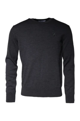 Mörkgrå Ull Crew Neck Sweater