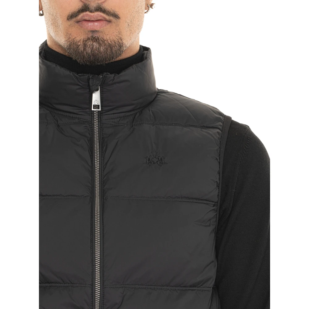 LA MARTINA Gewatteerd Zipactonal Vest met Zijlogo Black Heren