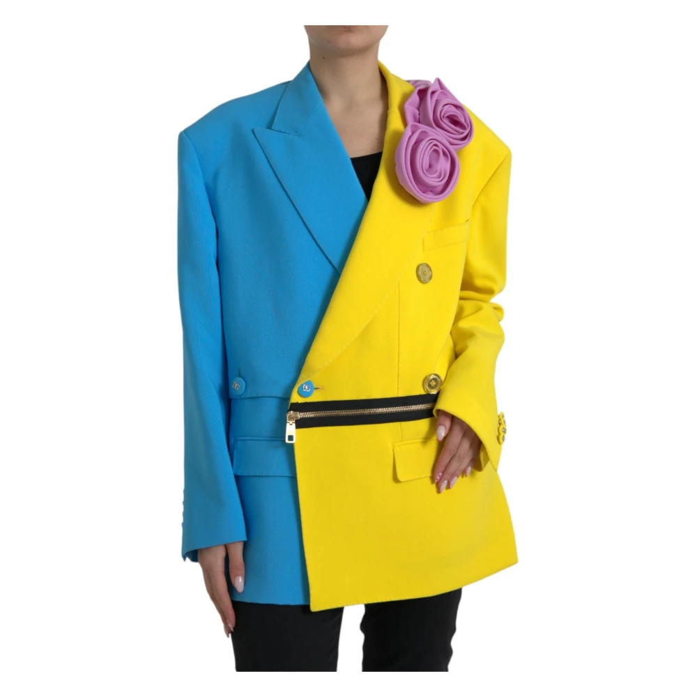 Dolce & Gabbana Women's Multicolor Blazers,, Floral Patchwork Trench Coat Jacket Extra Small