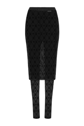 Moonogram Mesh Flock Pant-Skirt