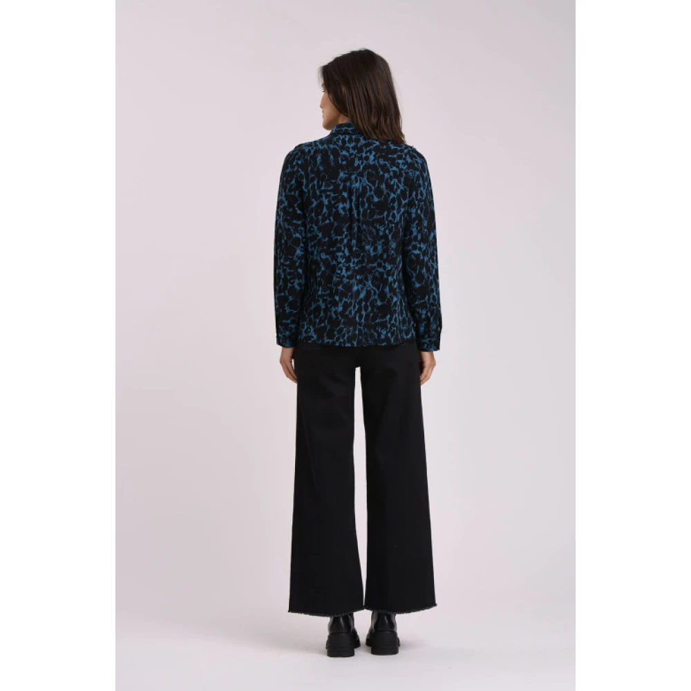 La Fée Maraboutée Gedrukte Viscose Blouse Blue Dames