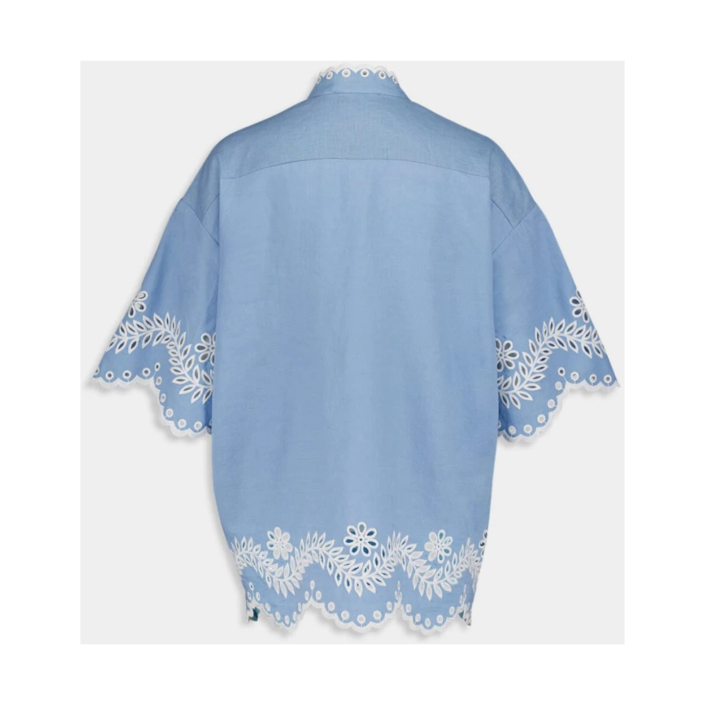 Zimmermann Sereen Blauw Geborduurde Blouse Blue Dames