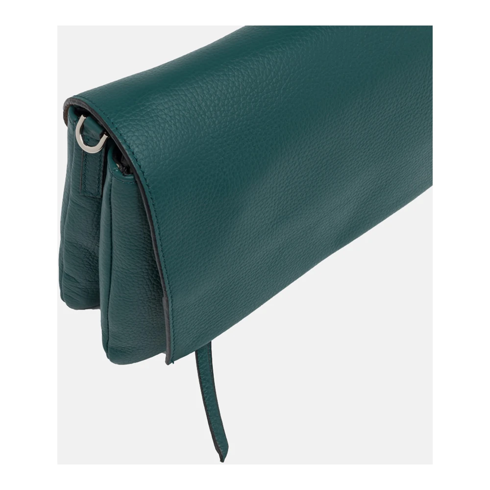 Gianni Chiarini Groene leren schoudertas met twee zakken Green Dames