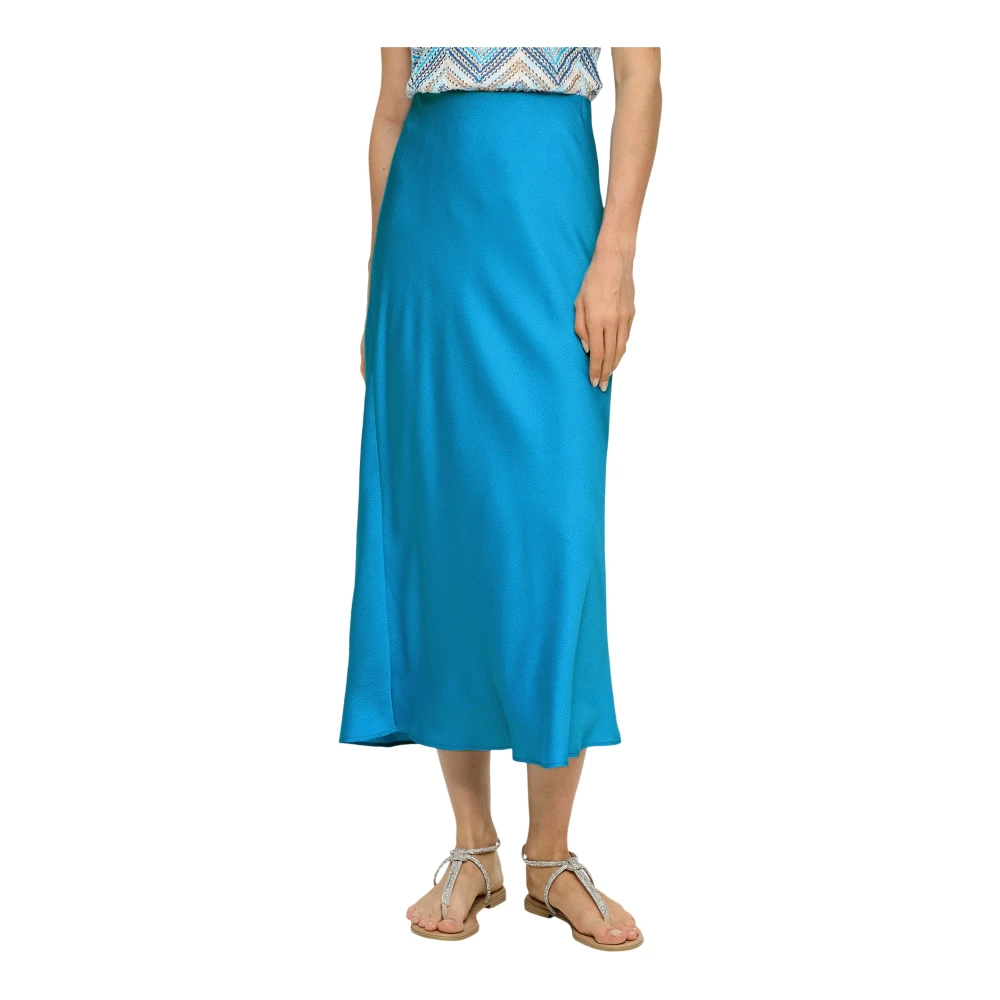 s.Oliver Seersucker Rok Elastische Taille Blue Dames